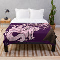 Cherry blossom plush blanket with anime-style nine-tailed fox design