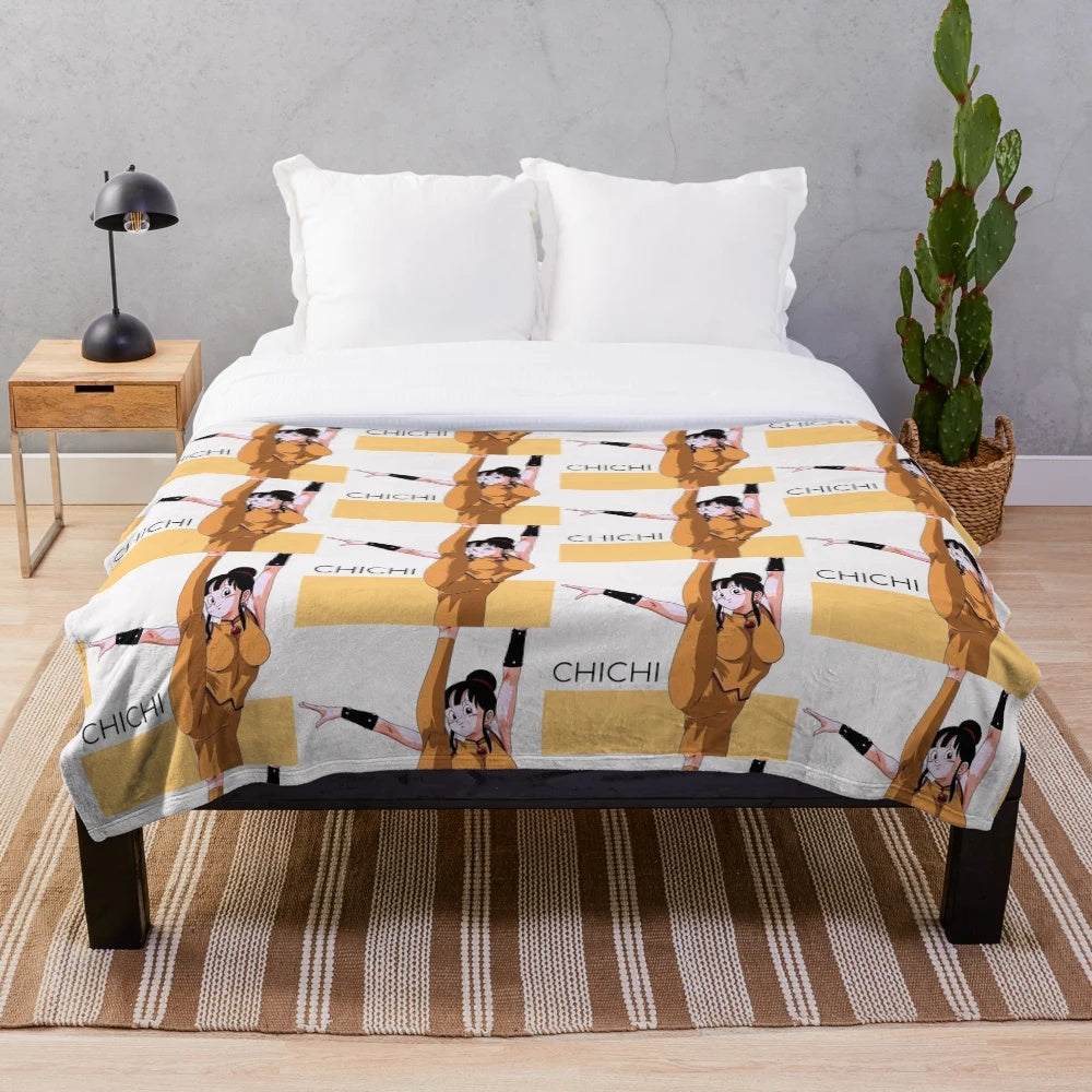 Chichi plush blanket featuring the character from the popular anime series Dragon Ball Super