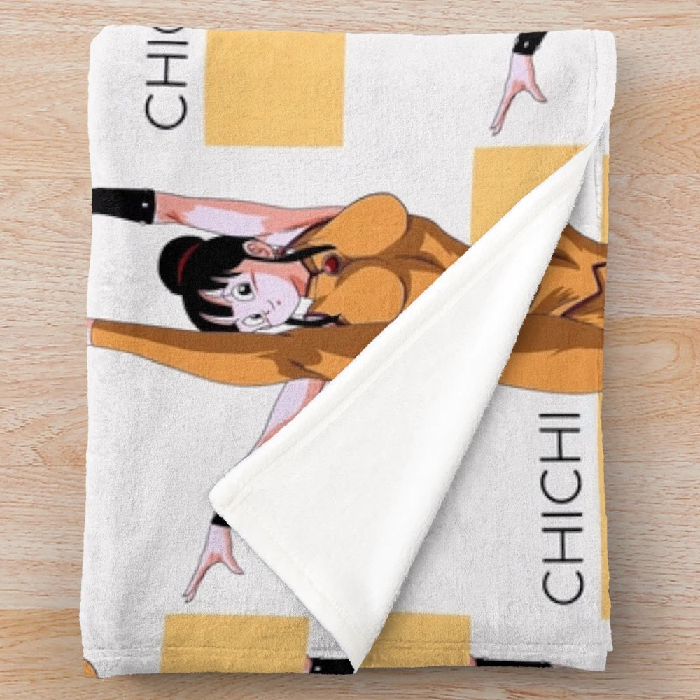 Chichi plush blanket featuring the character from the popular anime series Dragon Ball Super