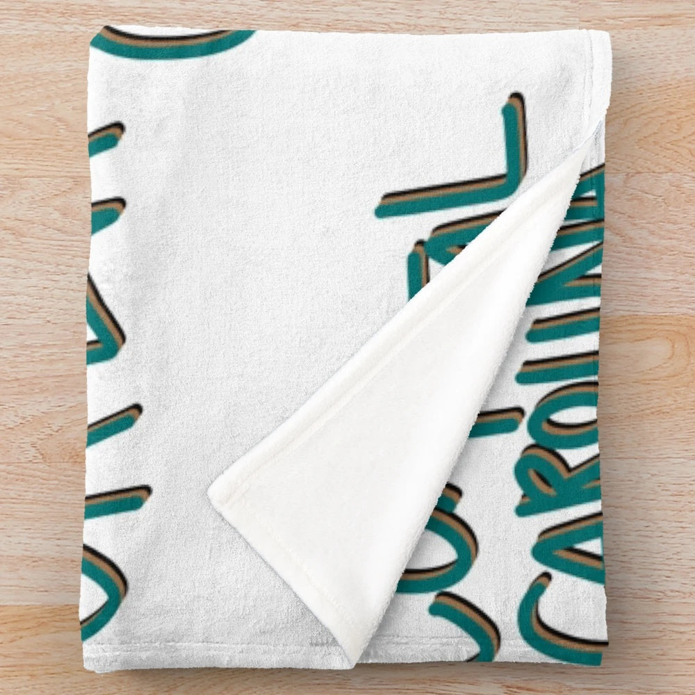 Coastal Carolina plush blanket in blue and white colors