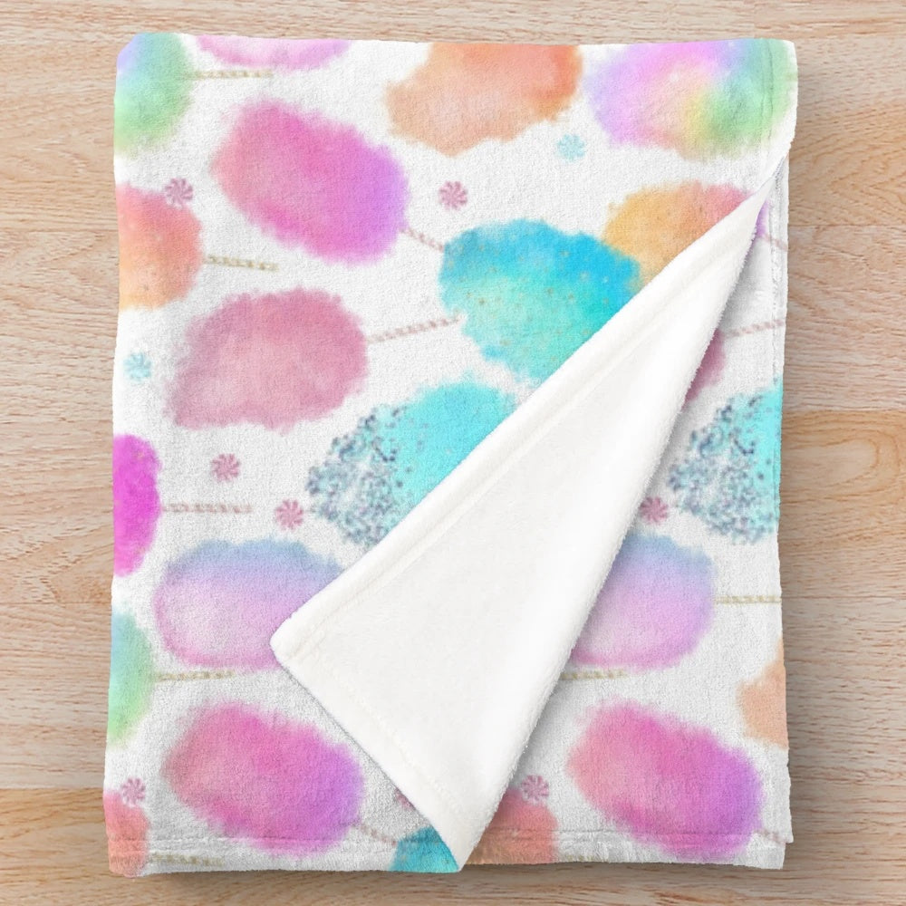 Soft and Fluffy Cotton Candy Patterned Plush Blanket