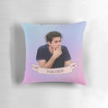 Soft and plush pillow featuring a watercolor portrait of actor Dylan O'Brien as Stiles Stilinski from the TV series "Teen Wolf"