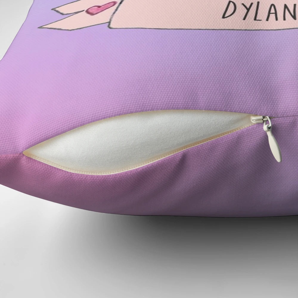 Soft and plush pillow featuring a watercolor portrait of actor Dylan O'Brien as Stiles Stilinski from the TV series "Teen Wolf"