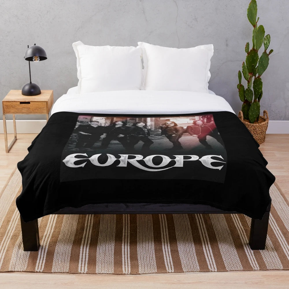 Europe Band 2022 Plush Blanket featuring the band's iconic logo and artwork