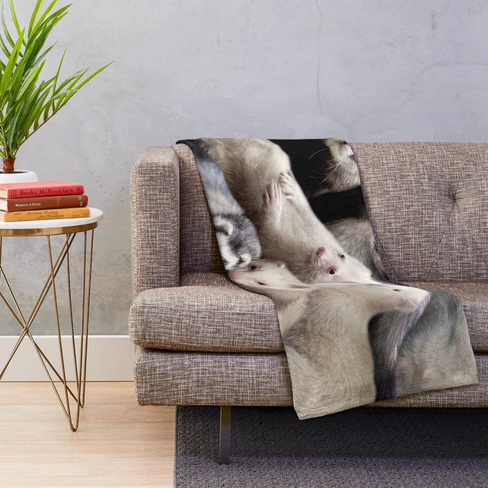 Soft and fluffy ferret-themed plush blanket