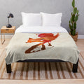 Soft and plush fox-themed blanket featuring a watercolor-style wildlife design