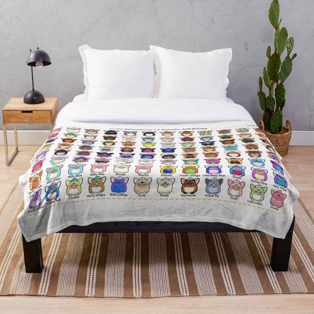 Furby Plush Blanket - Soft and Comfy Retro 90s Aesthetic