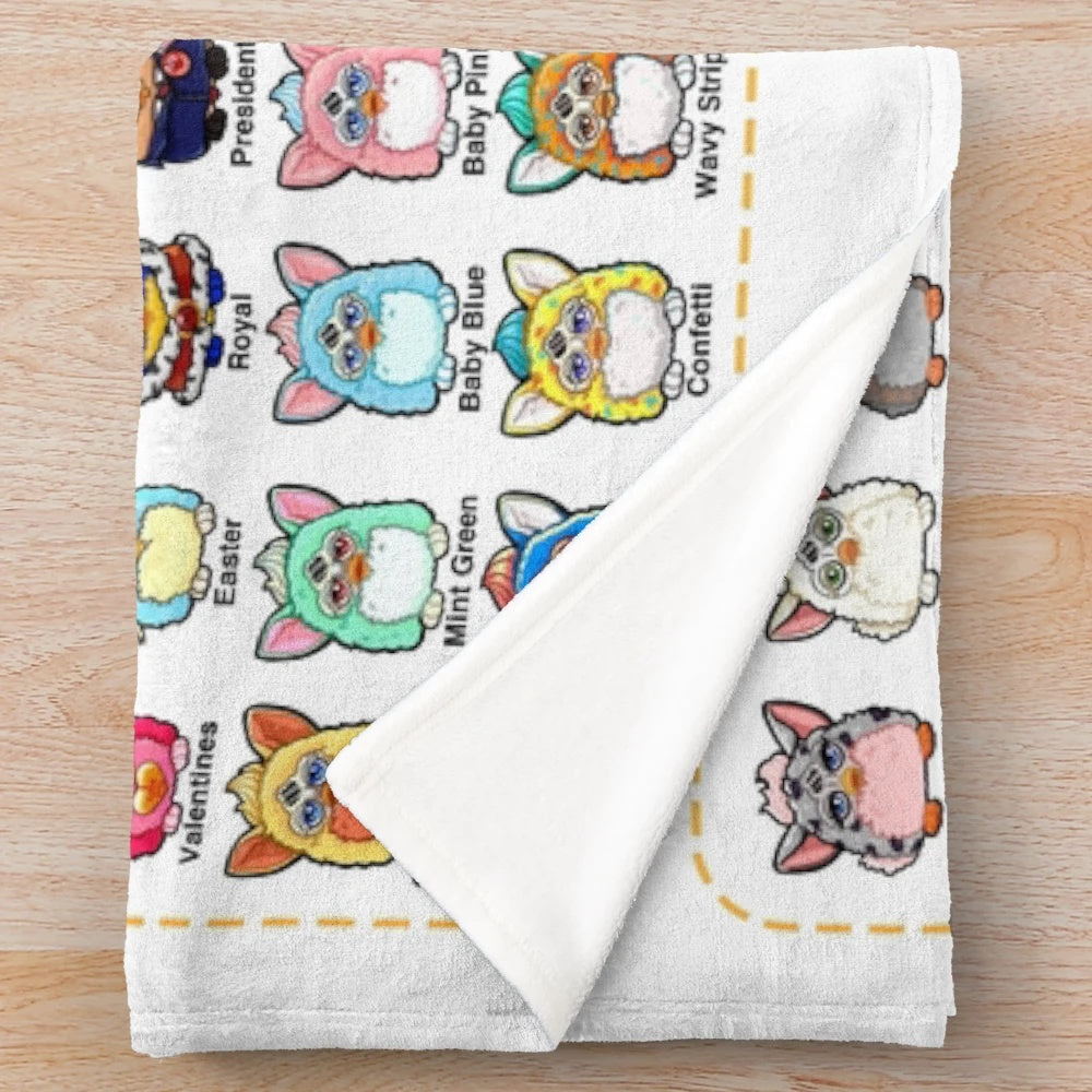 Furby Plush Blanket - Soft and Comfy Retro 90s Aesthetic