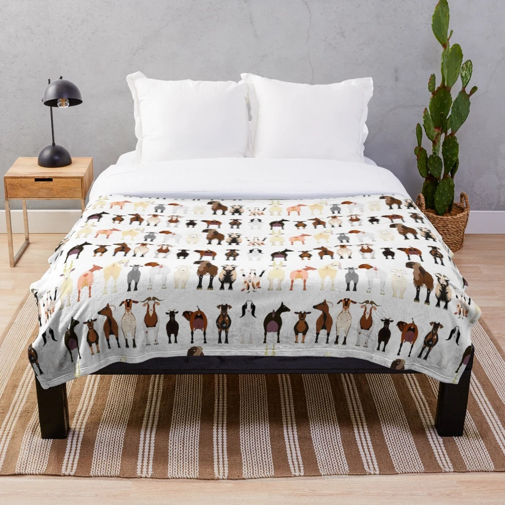 Goat breeds plush blanket