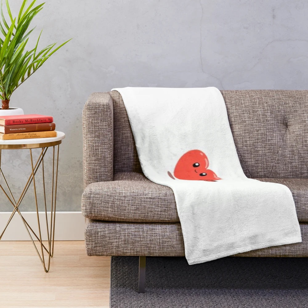 Soft and fuzzy heart-shaped plush blanket