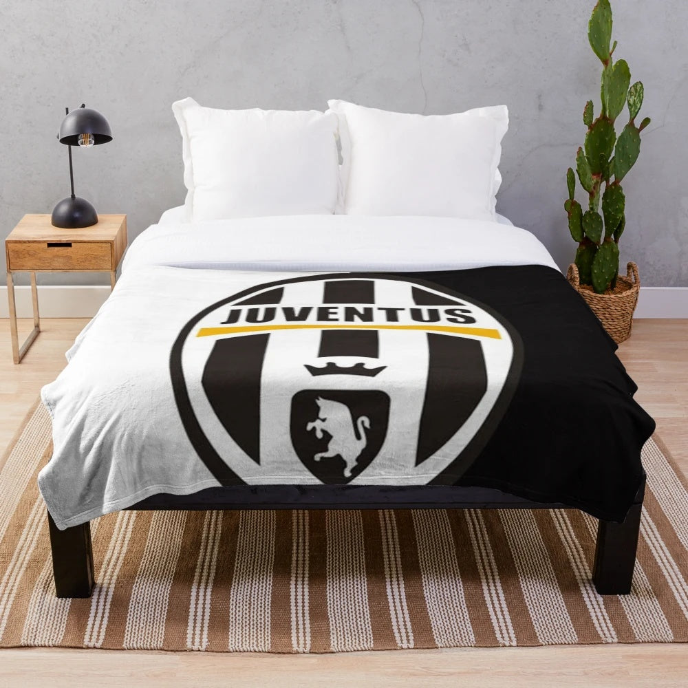 Juventus Plush Blanket with Soccer/Football Design