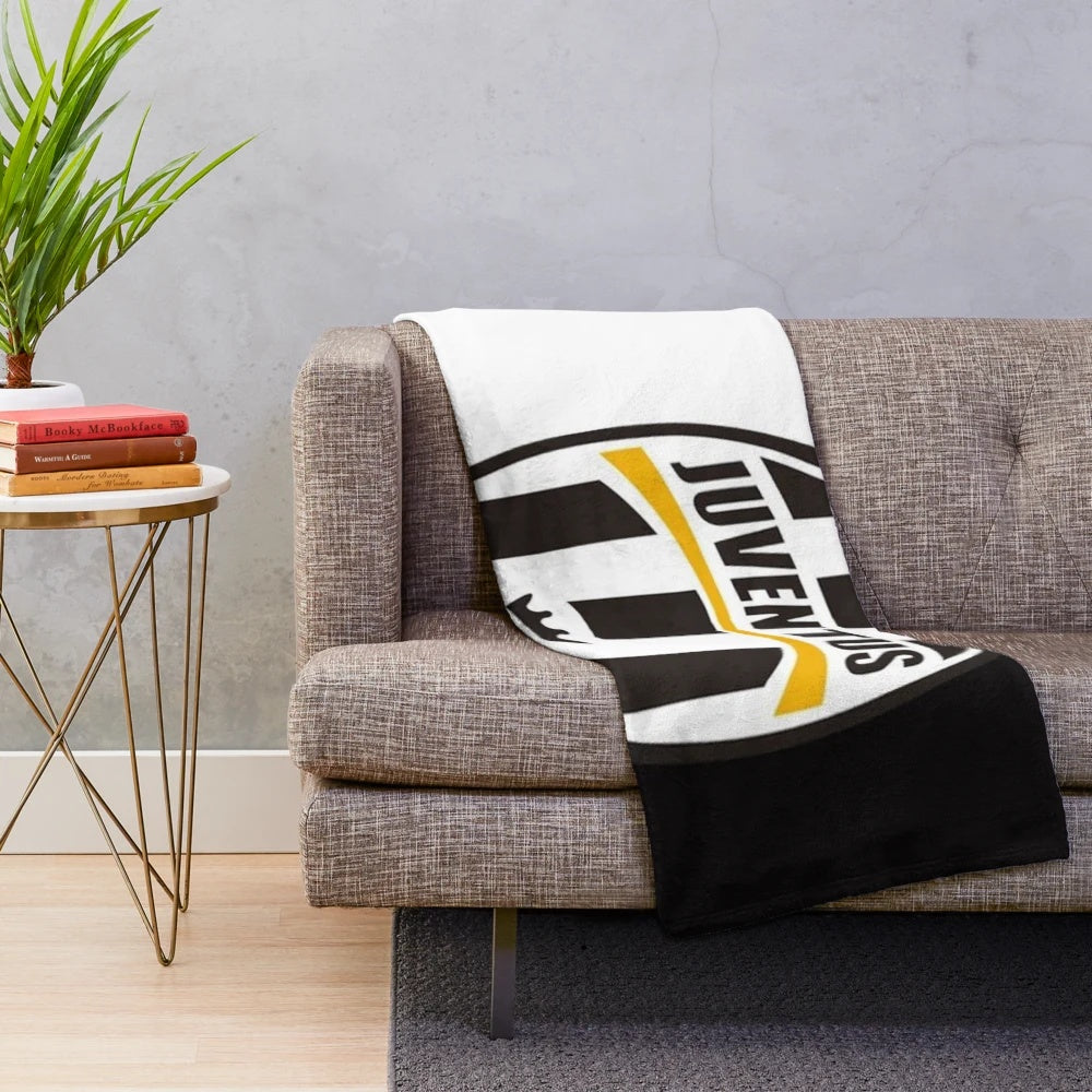 Juventus Plush Blanket with Soccer/Football Design