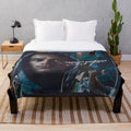 Soft and plush blue and white blanket with kennedy inspired design