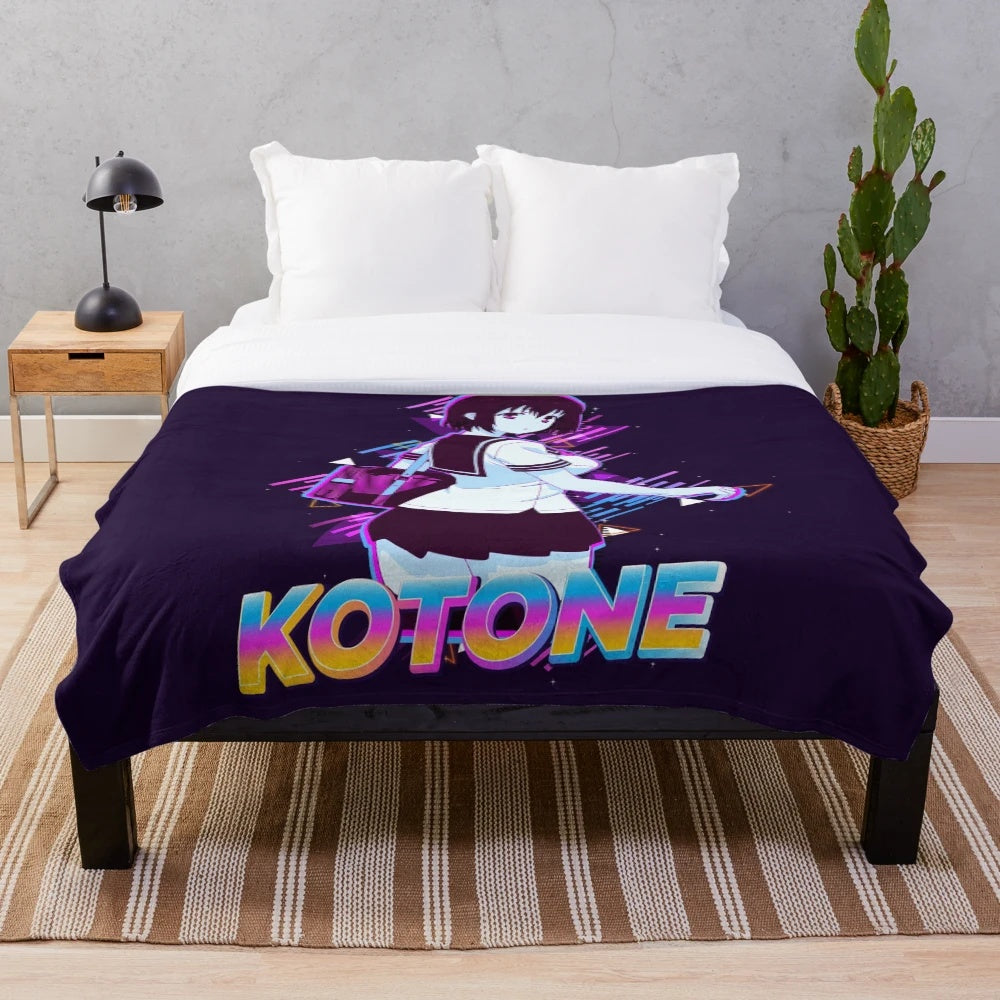 Kotone Shirakawa inspired plush blanket with overflow anime theme