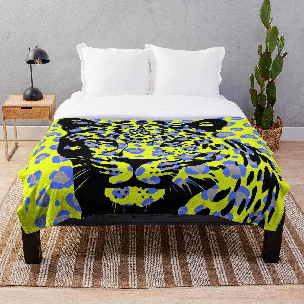 Leopard print plush blanket