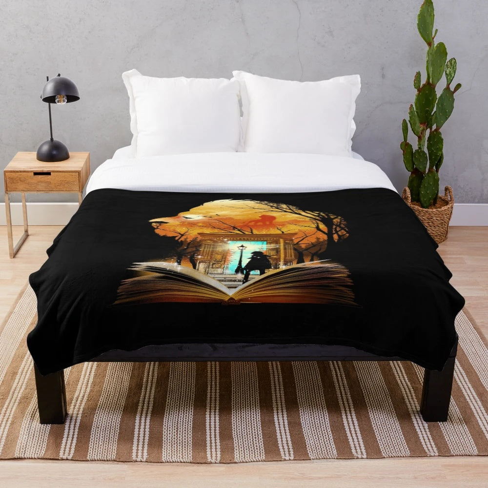 Soft and plush literary-themed blanket with a cozy design