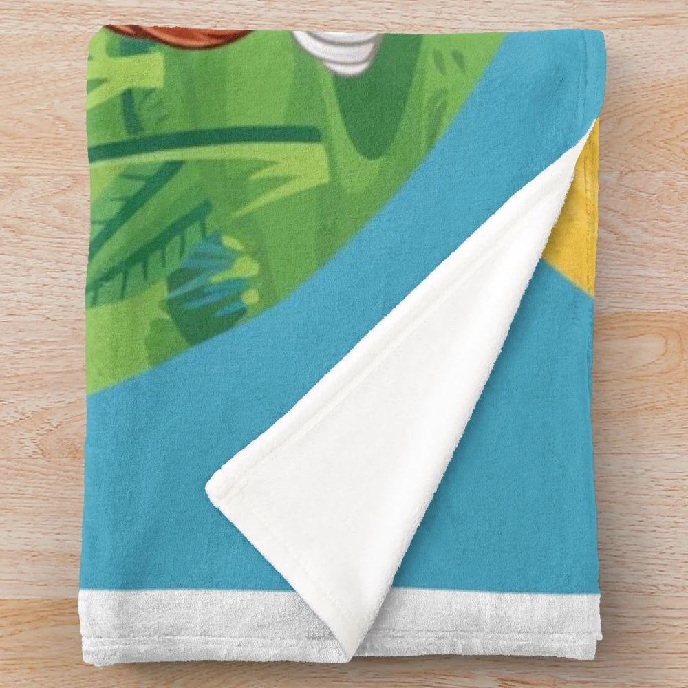 A plush, cozy blanket featuring a little explorer design, perfect for indoor and outdoor adventures.