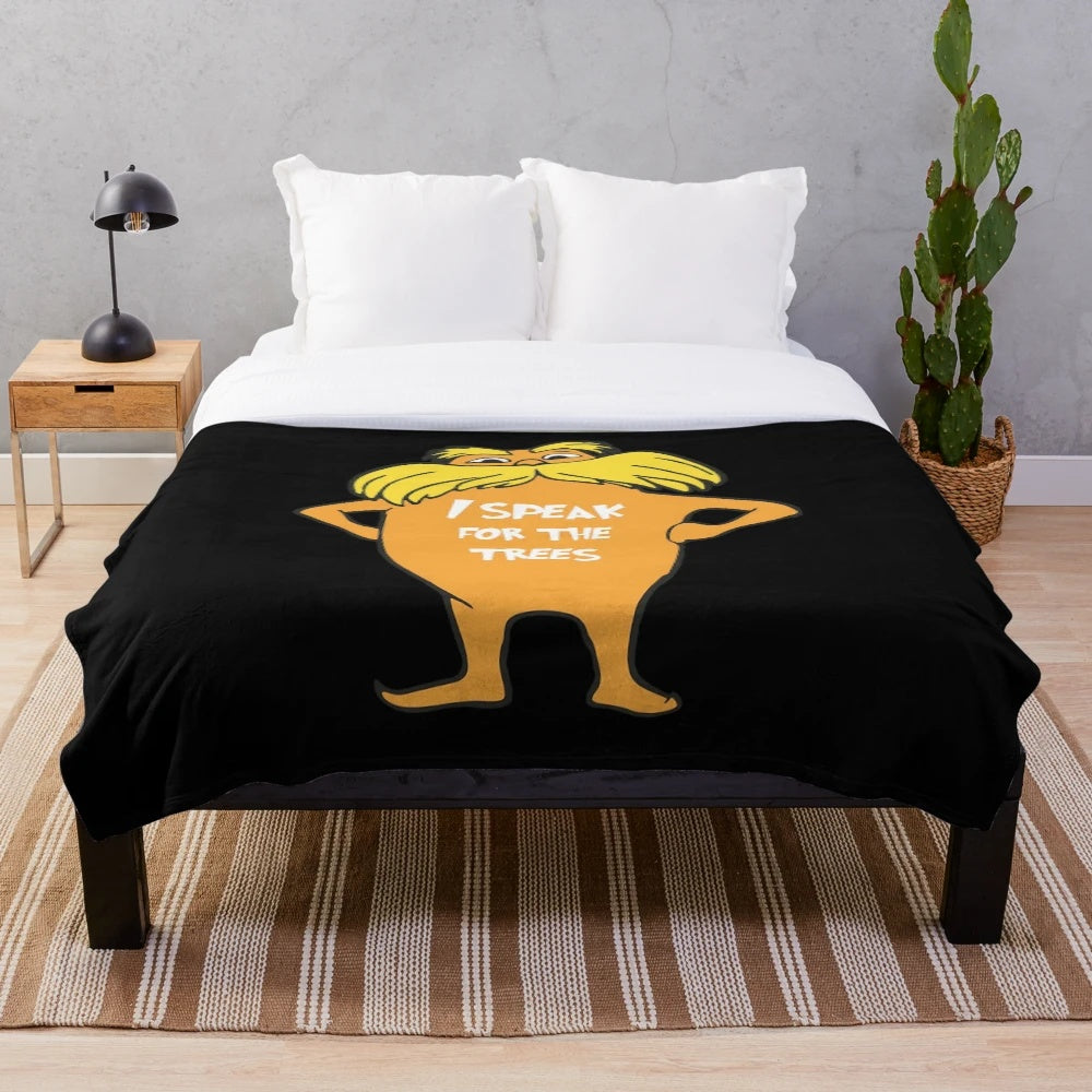Soft and plush Lorax-themed blanket with a cute, tree-inspired design