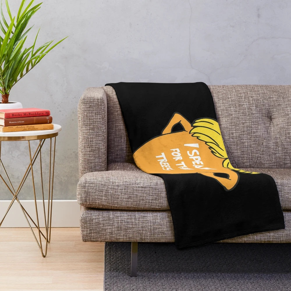 Soft and plush Lorax-themed blanket with a cute, tree-inspired design