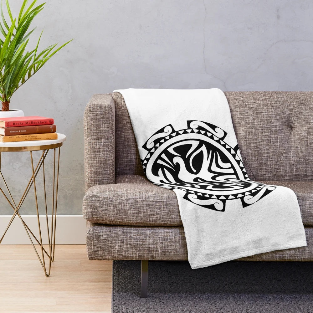 Maori tribal pattern plush blanket
