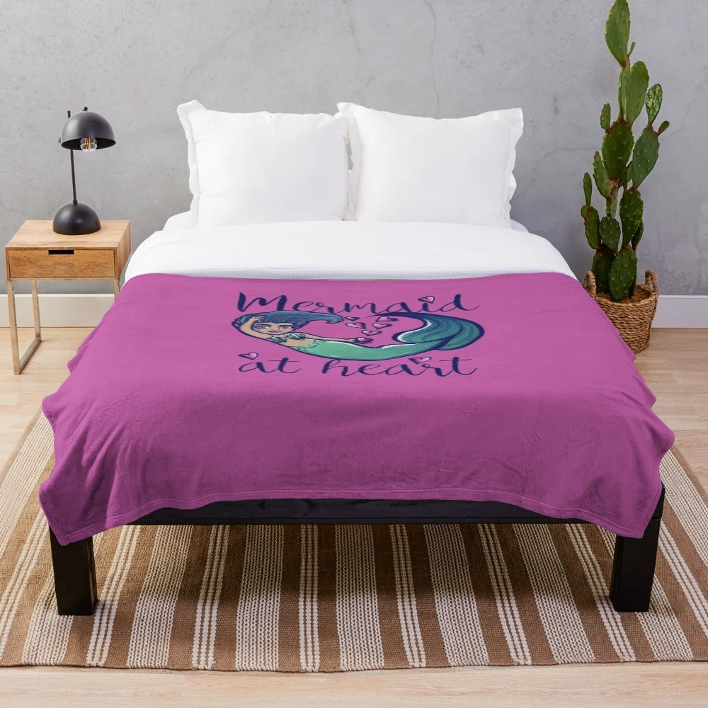 Mermaid-themed plush blanket with ocean and beach inspired design
