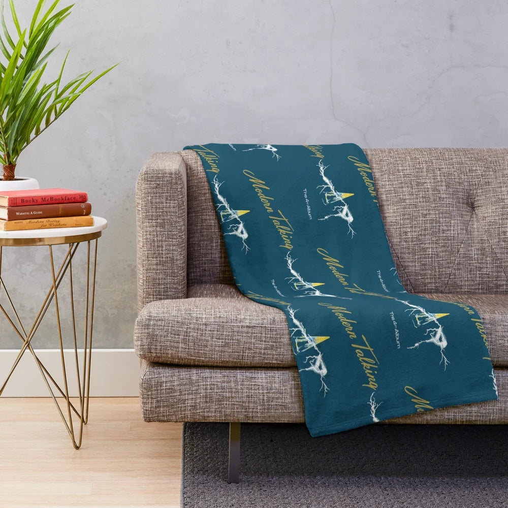 Black plush blanket with "Modern Talking" design