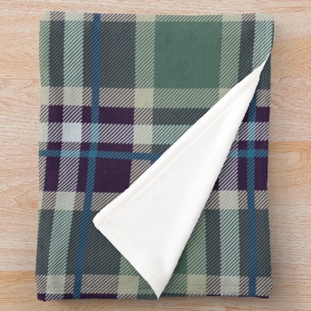 Moss green plaid plush blanket