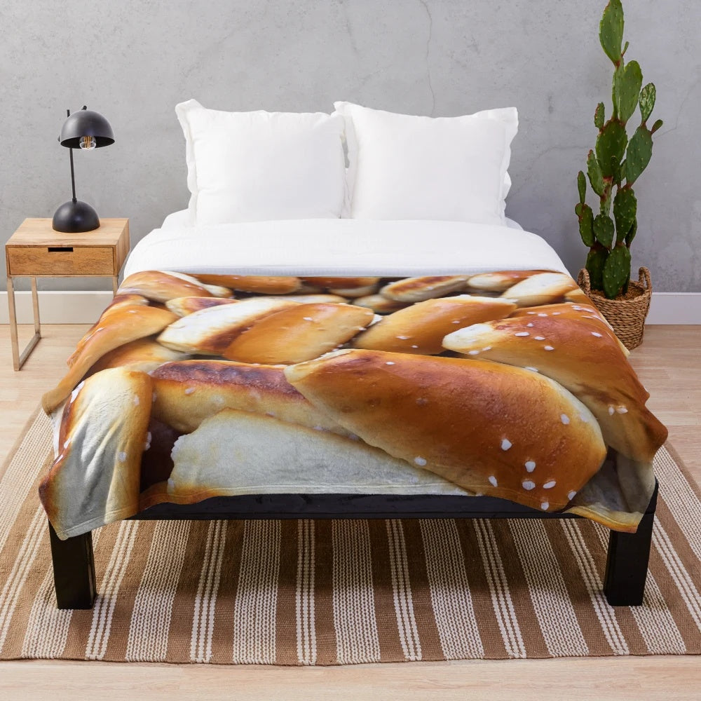 Soft and plush pretzel-patterned blanket