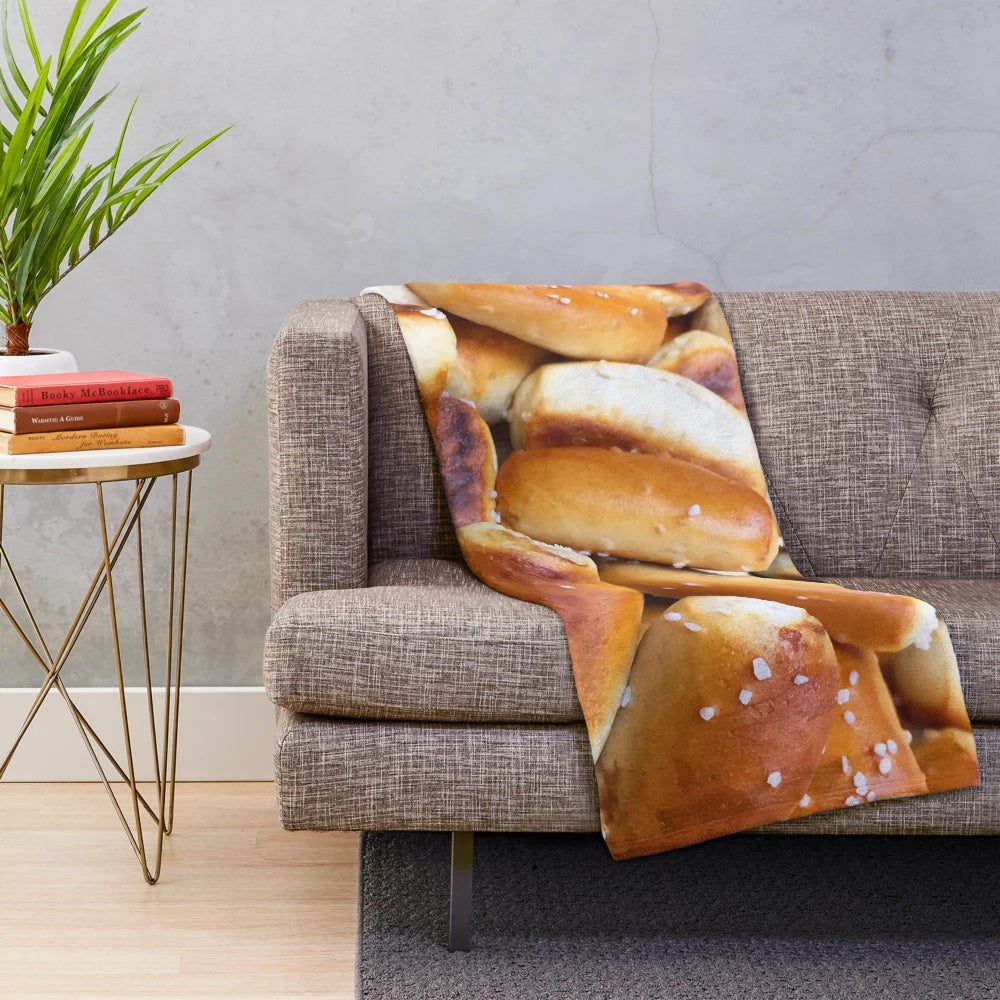 Soft and plush pretzel-patterned blanket