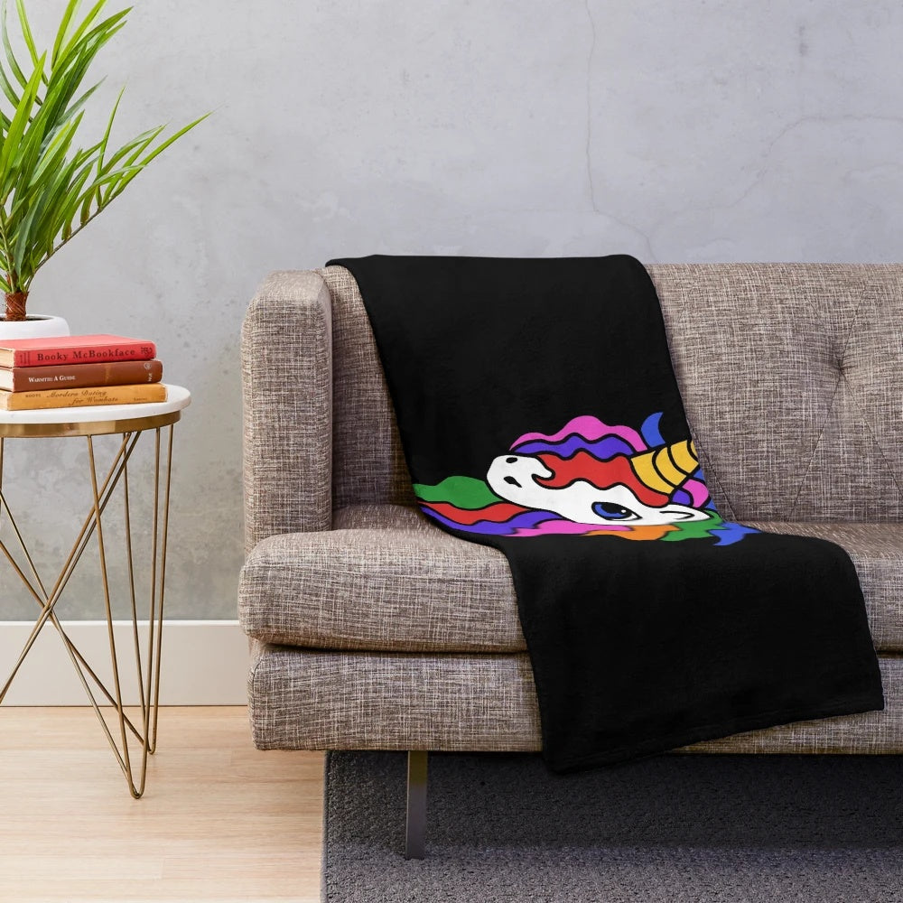 Rainbow unicorn plush blanket for a magical bedroom