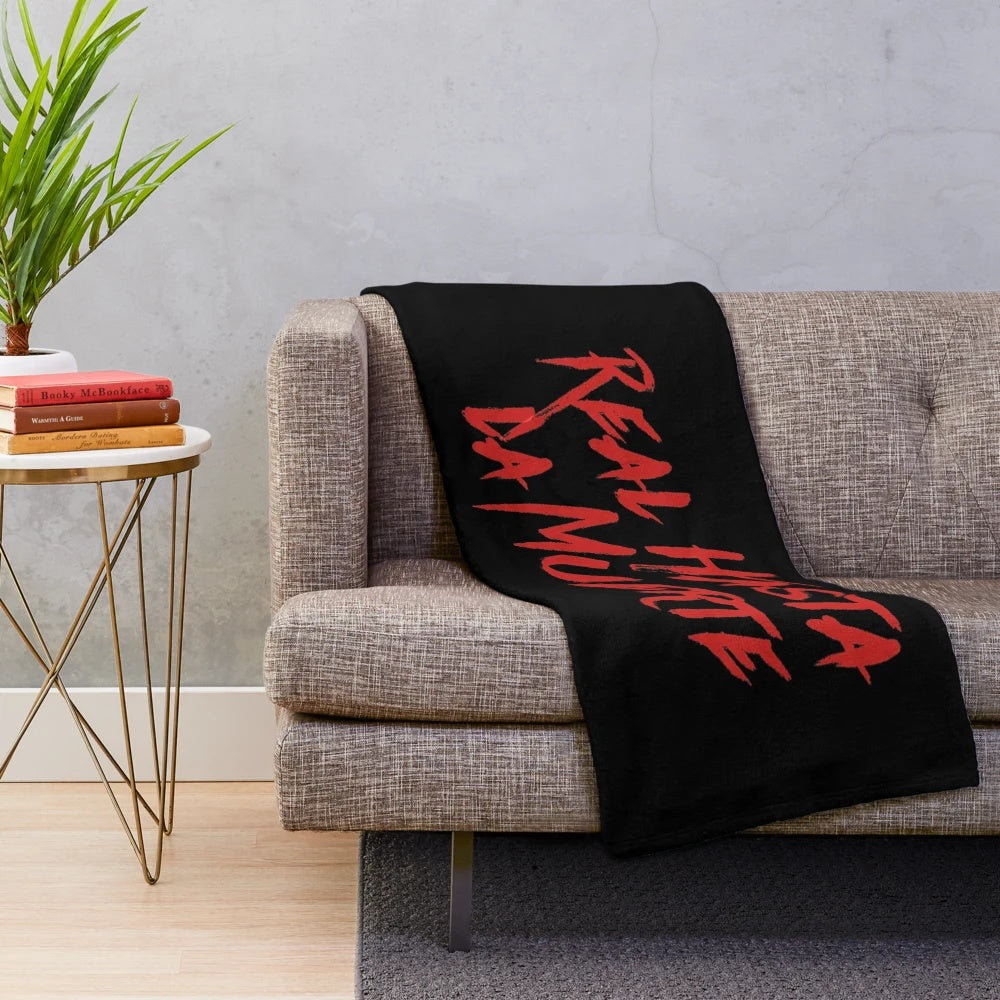 Red plush blanket with soft, cozy texture
