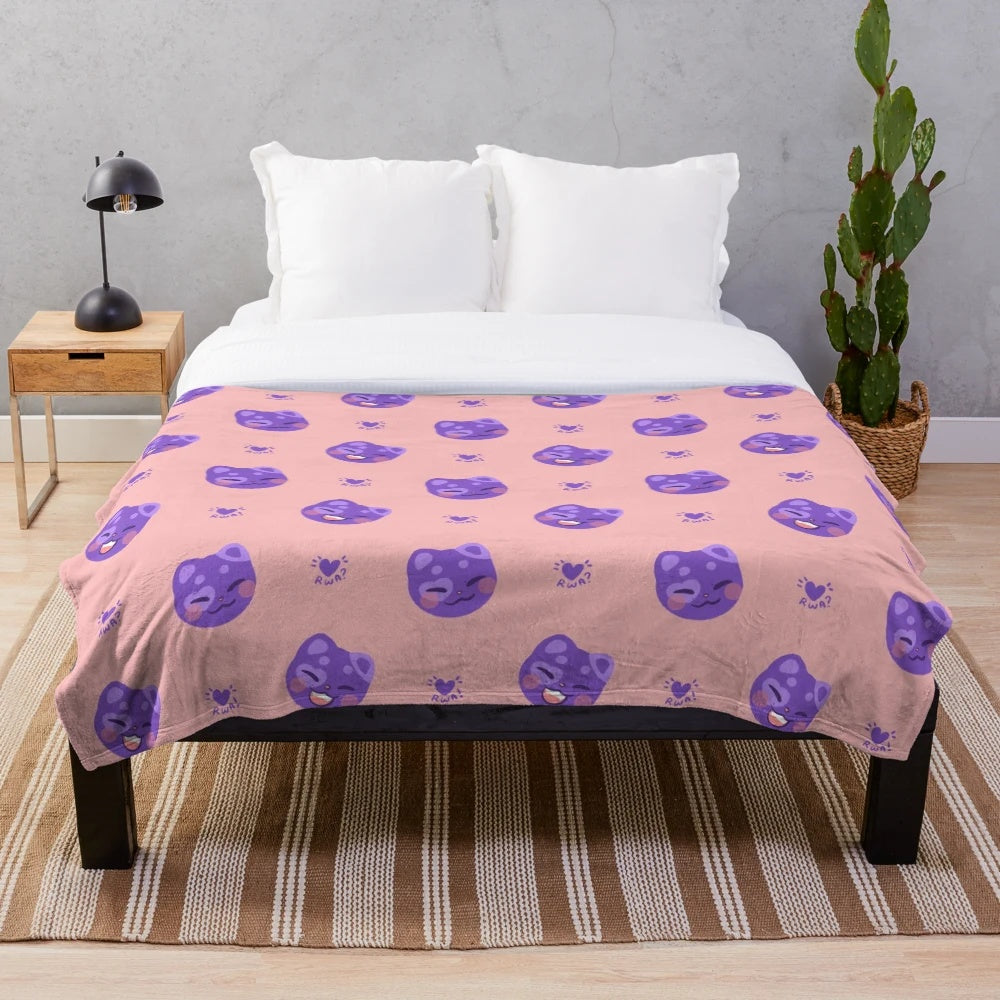Soft and cozy San cat pattern plush blanket with Ateez-inspired design