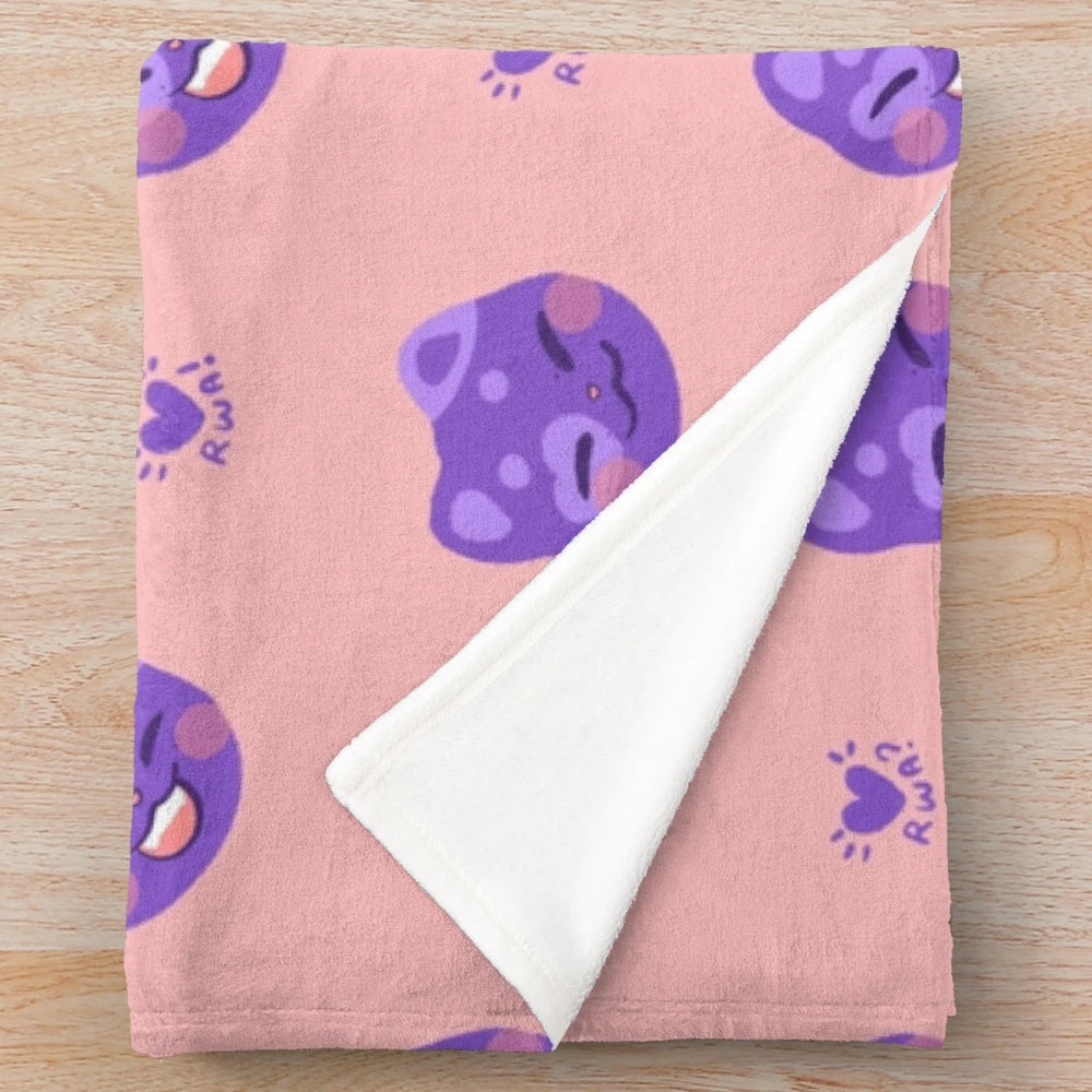 Soft and cozy San cat pattern plush blanket with Ateez-inspired design
