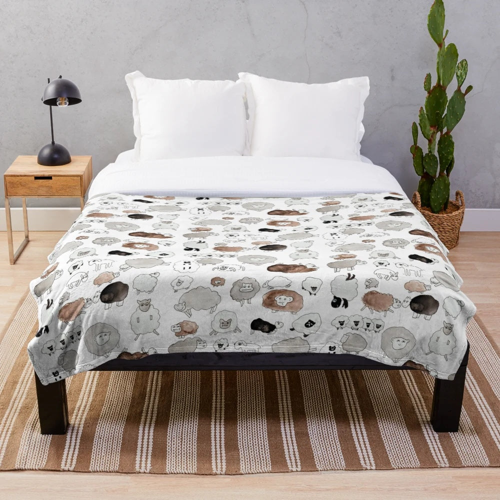 Soft and plush sheep-themed blanket for comfortable home decor