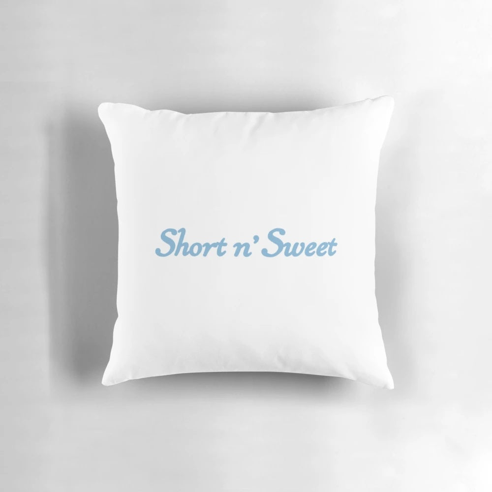 Soft and comfortable 'Short N Sweet' pillow featuring Sabrina Carpenter's design