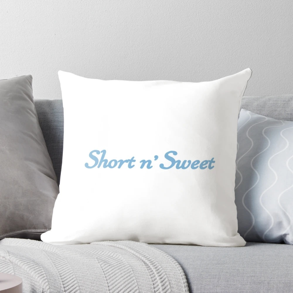 Soft and comfortable 'Short N Sweet' pillow featuring Sabrina Carpenter's design