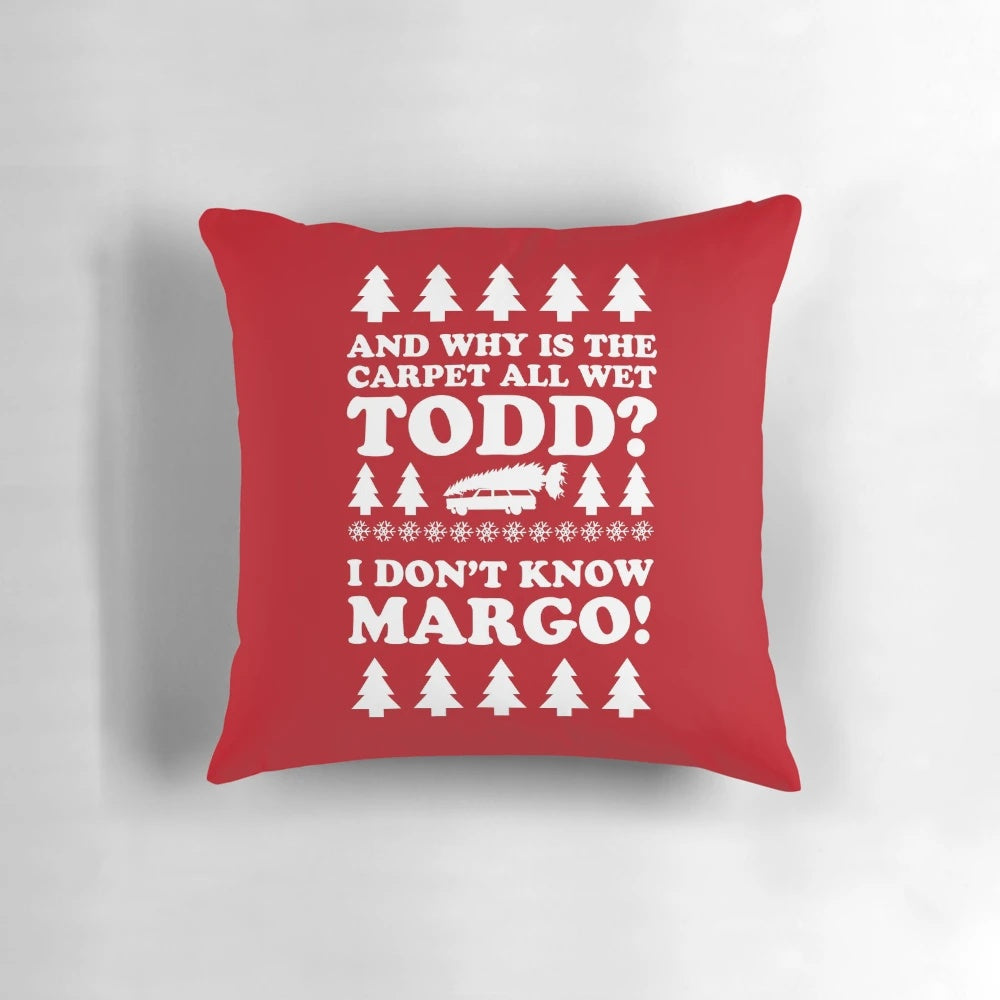 Soft and plush "Soggy Christmas" pillow featuring the iconic Christmas Vacation design