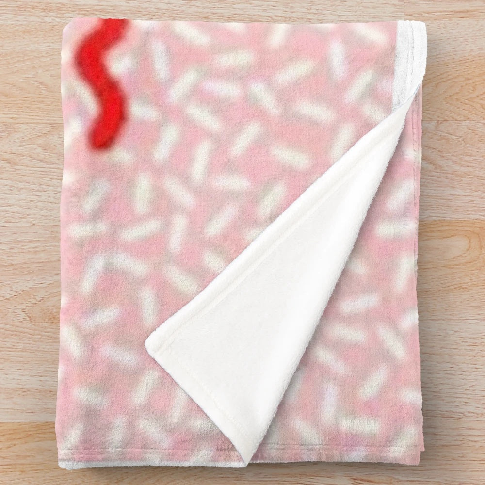 Soft and plush strawberry-patterned blanket