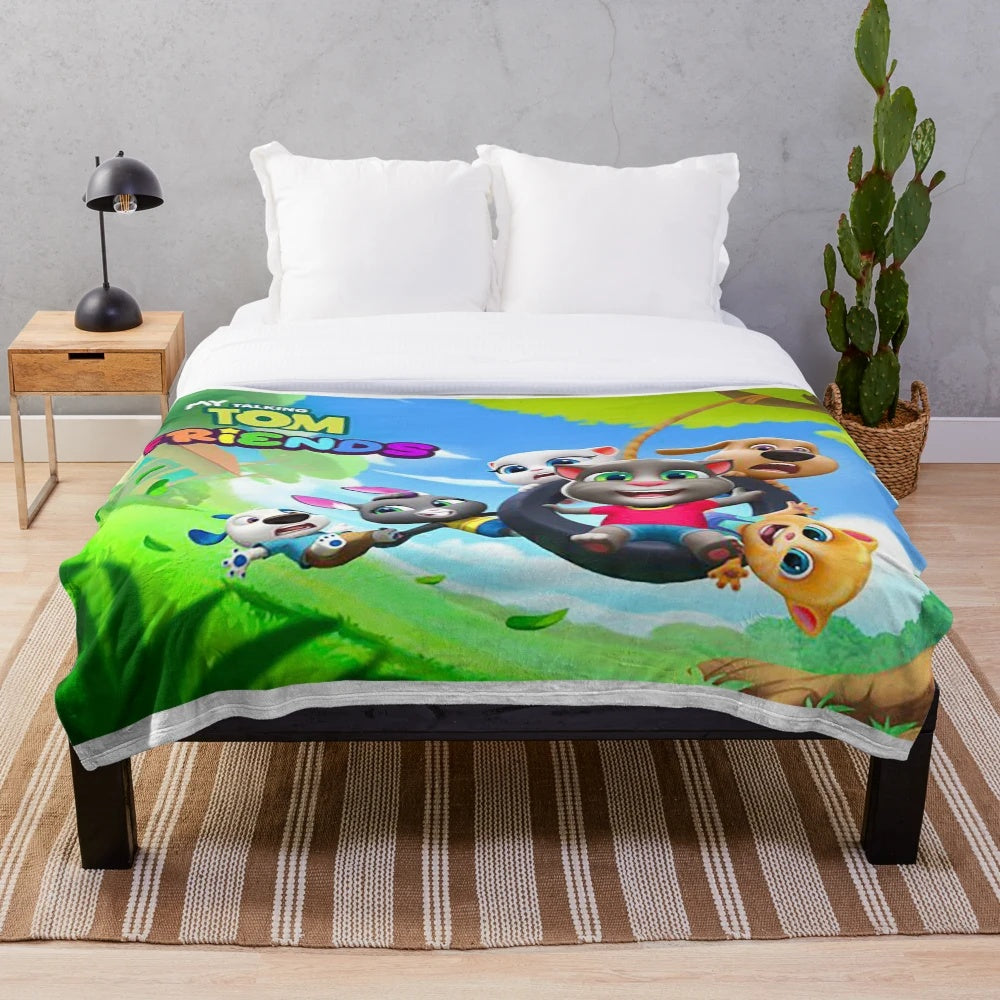 Talking Tom inspired plush blanket for kids and families