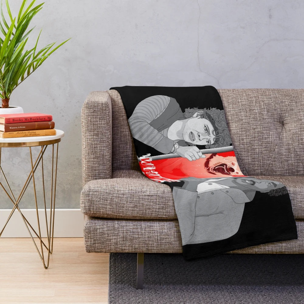 Vintage-inspired plush blanket with a dog design