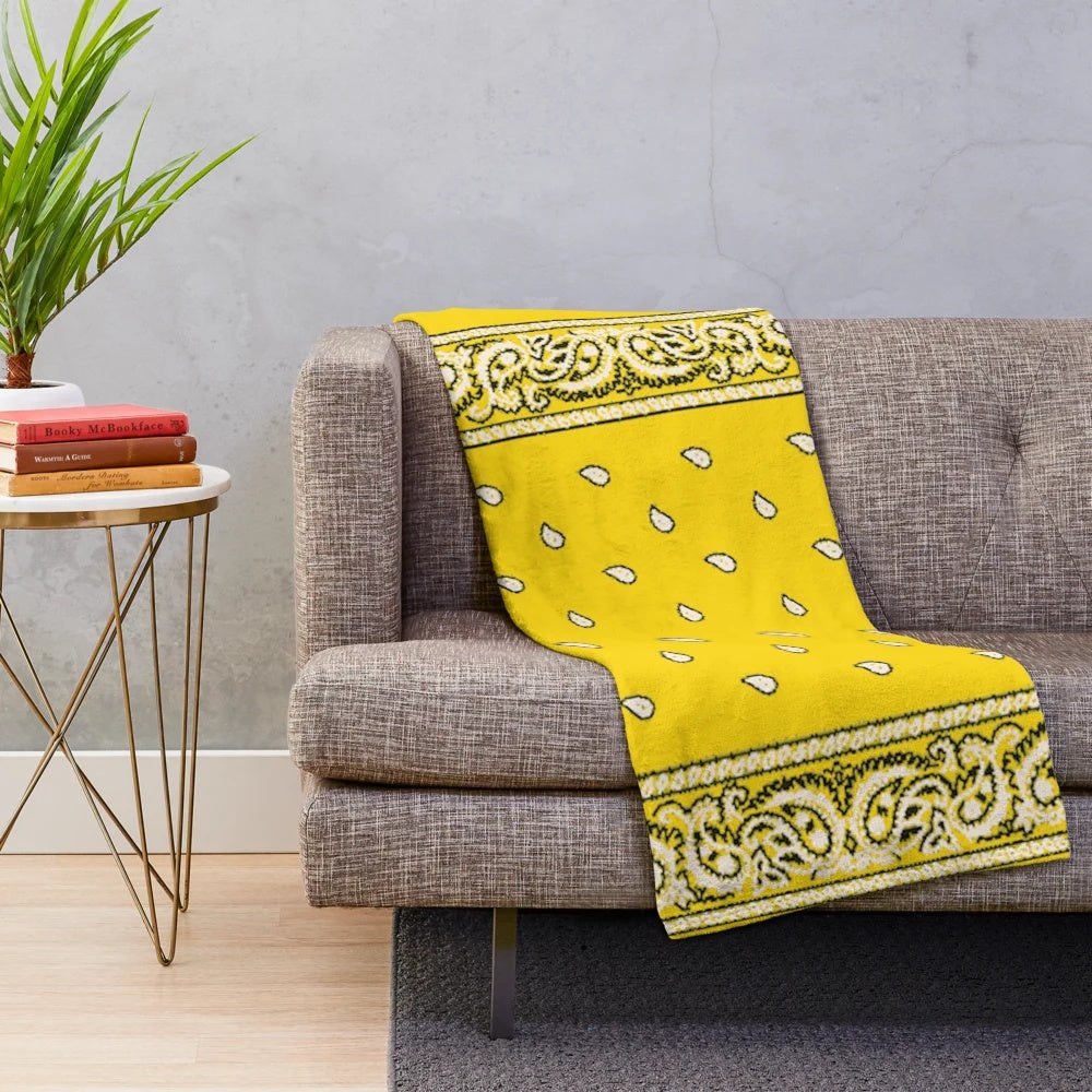 Yellow bandana print plush blanket