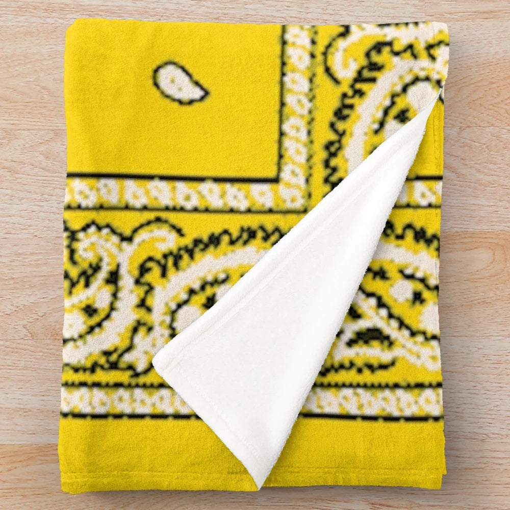 Yellow bandana print plush blanket