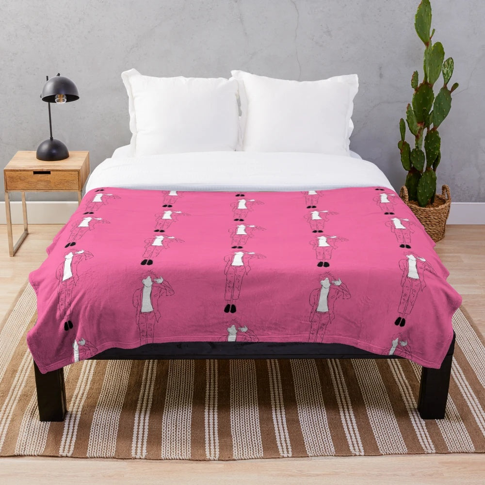 Yungblud-inspired plush blanket with pink and black design