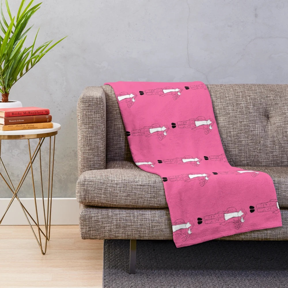 Yungblud-inspired plush blanket with pink and black design