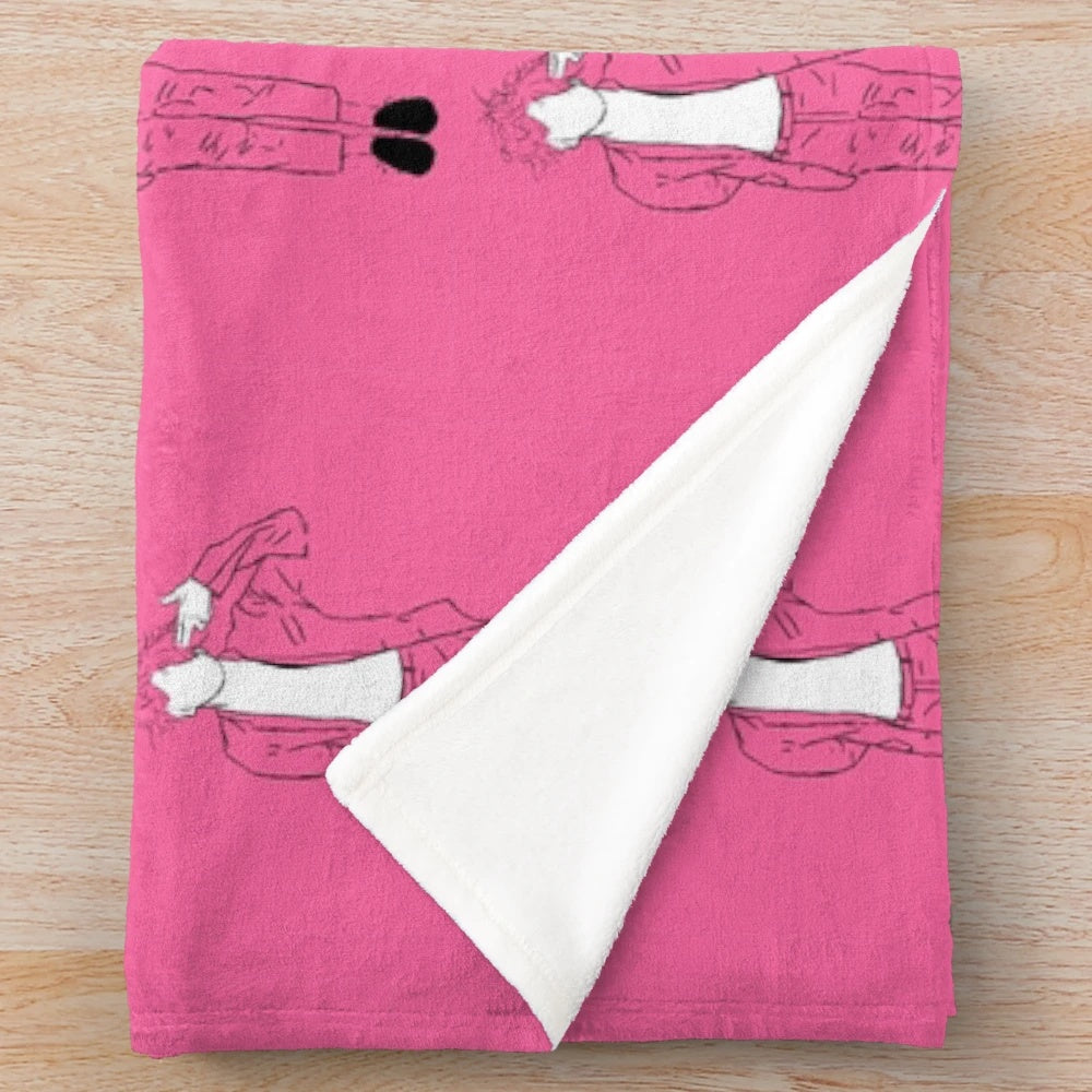 Yungblud-inspired plush blanket with pink and black design