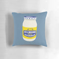 Plush mayo-themed throw pillow for cozy comfort