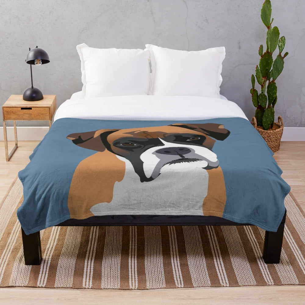 Soft and cozy boxer dog plush blanket