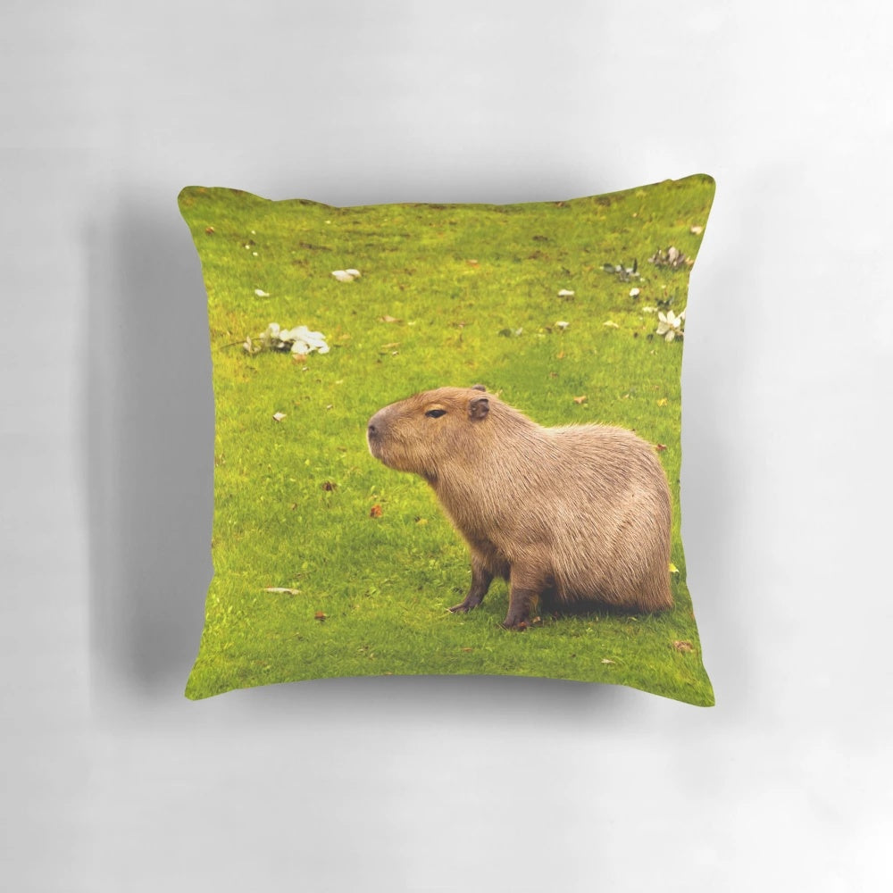 Plush capybara pillow with realistic details