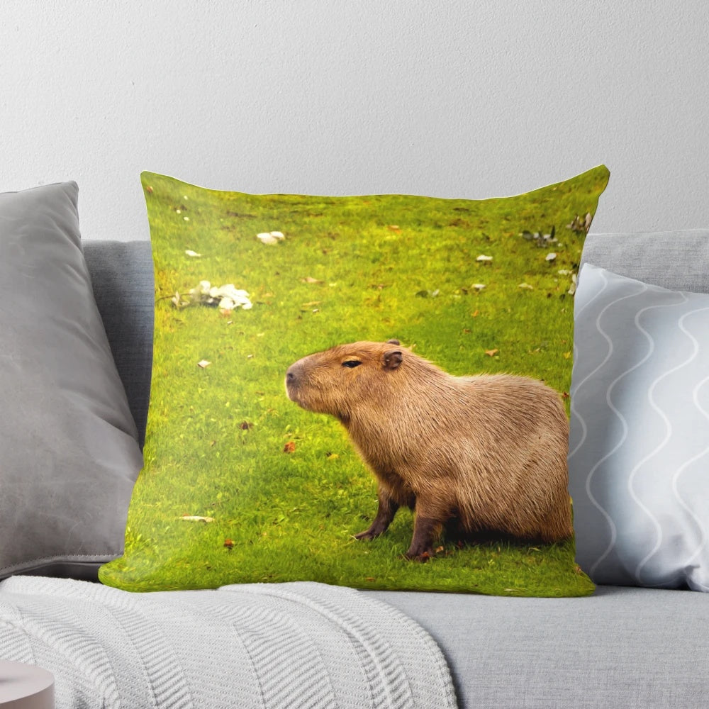 Plush capybara pillow with realistic details