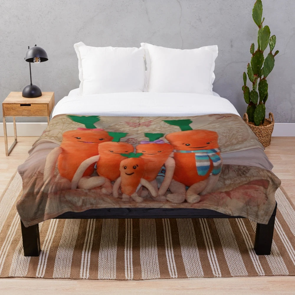 Carrot Family Plush Blanket featuring Kevin, Katie, Chardonnay, Jasper, and Baby Carrot